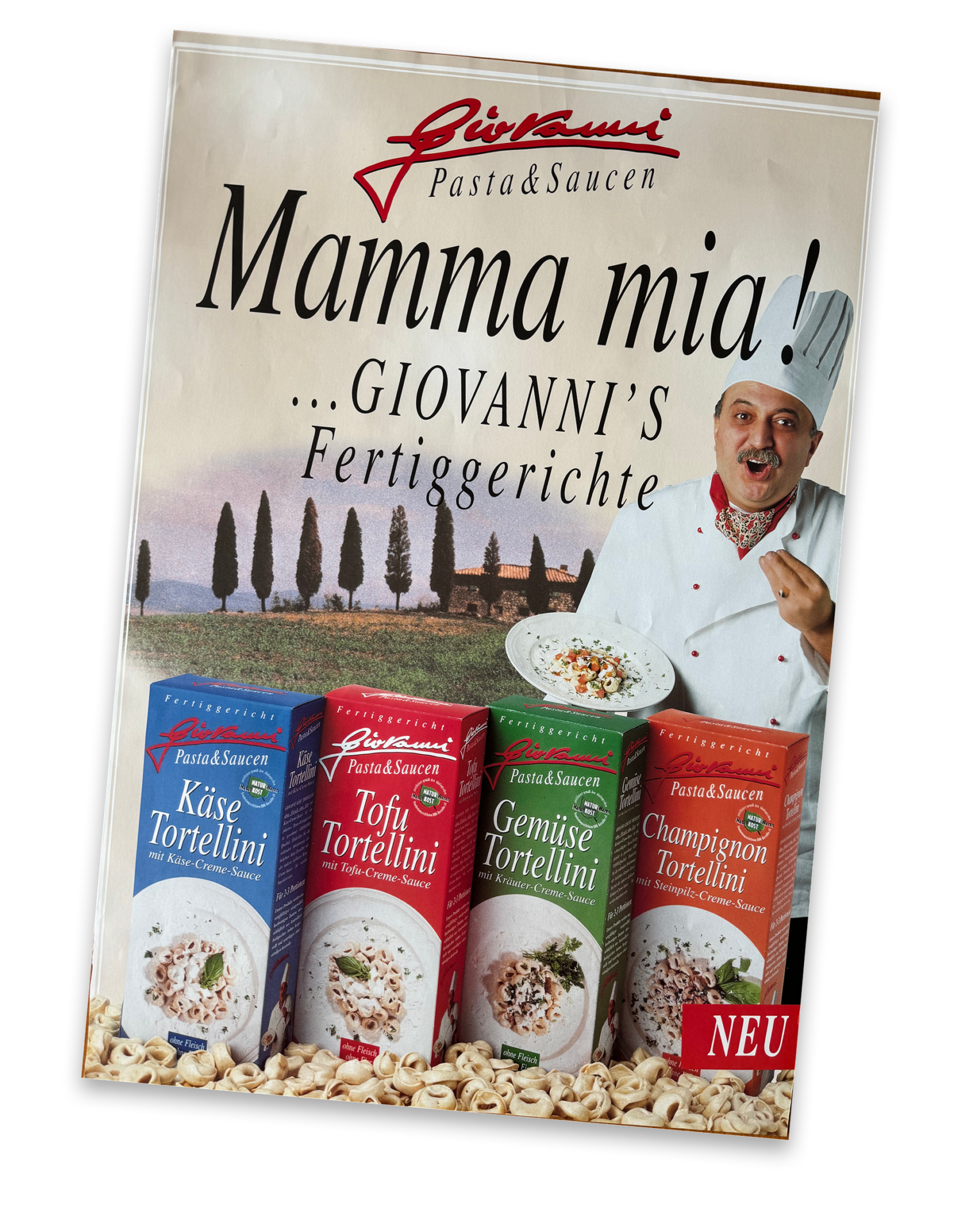 Giovanni Fertiggerichte Werbeplakat Mamma mia